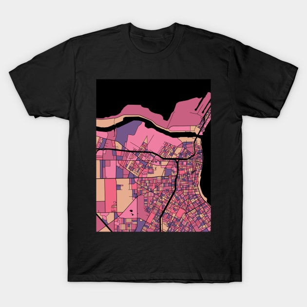 Corpus Christi Map Pattern in Purple & Pink T-Shirt by PatternMaps